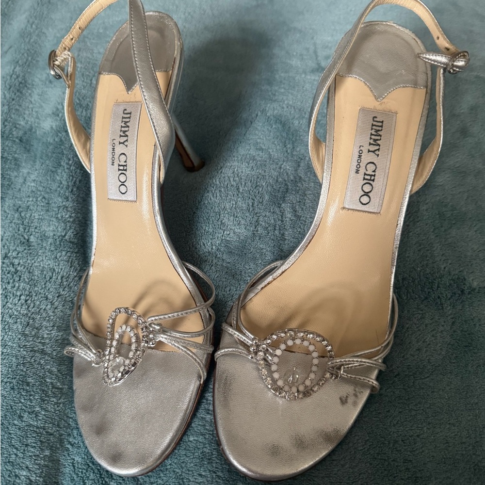 Jimmy Choo Metallic Silver Heels